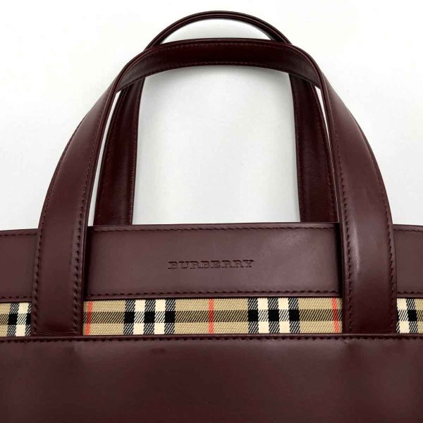 itgj4jloog41 8 Burberry Handbag Tote Formal Bag Nova Check Leather Bordeaux Red