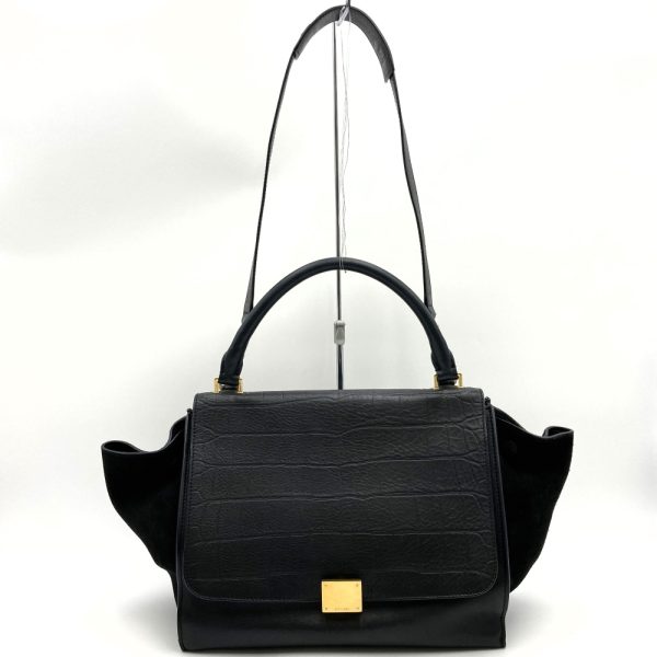 ithr0bf3b4y8 1 Celine Shoulder Bag Leather Suede Trapeze Black