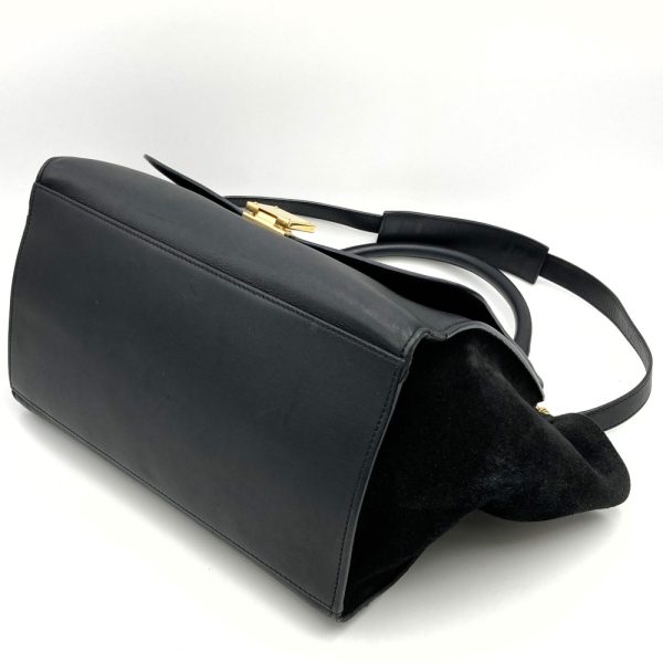 ithr0bf3b4y8 3 Celine Shoulder Bag Leather Suede Trapeze Black