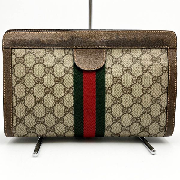 ithtt0br1bak 1 Gucci Clutch Bag GG Supreme Sherry Line Beige