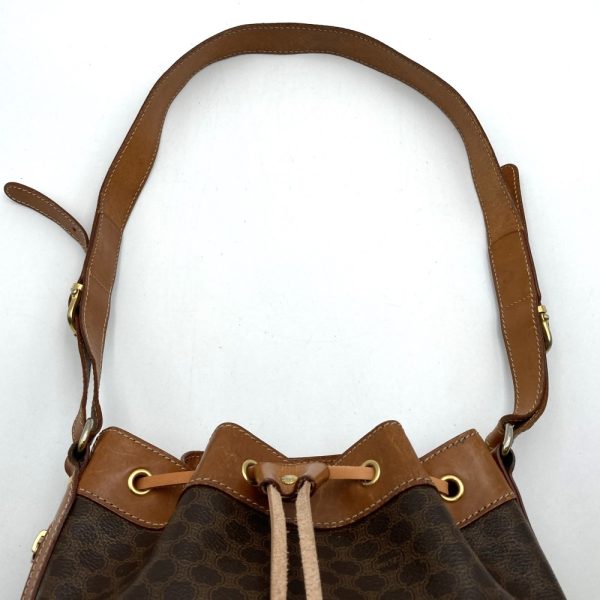 itj6zve7c4ee 6 Celine PVC Shoulder Bag Drawstring Macadam Pattern Brown