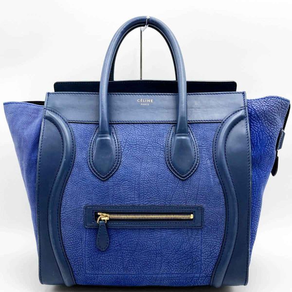 itjv6du166zc 1 Celine Tote Bag Leather Luggage Mini Blue Navy