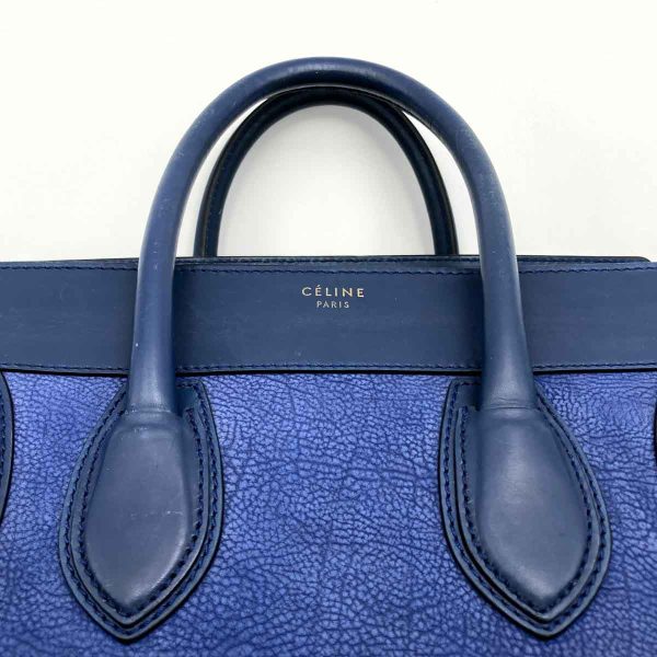 itjv6du166zc 8 Celine Tote Bag Leather Luggage Mini Blue Navy