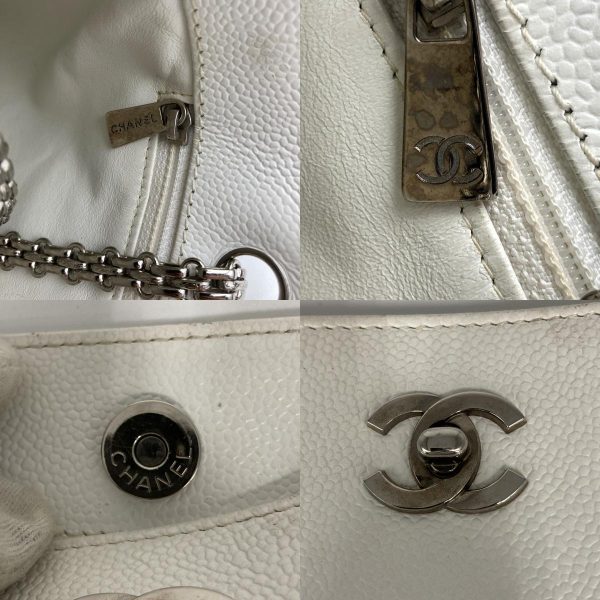 itjxy1j93d5e 16 c Chanel Chain Shoulder Bag Caviar Skin White