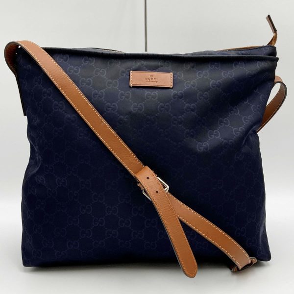 itk2cvhax4me 5 Gucci Shoulder Bag Nylon Navy Brown