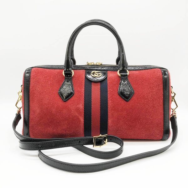 itkb9il2qruw 0 Gucci Sherry Line Mini Boston Bag Red Black