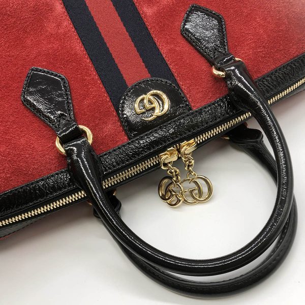 itkb9il2qruw 7 Gucci Sherry Line Mini Boston Bag Red Black