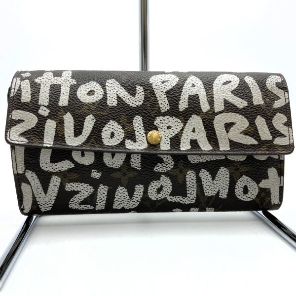 itkta0vbm02e 1 Louis Vuitton Pochette Portomone Credit Long Wallet Monogram Graffiti Brown