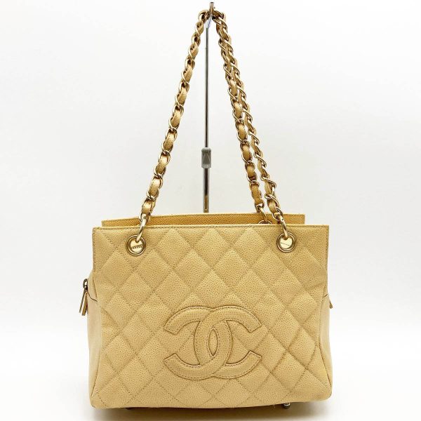 itl9dxojov3q 1 Chanel Caviar Skin Chain Shoulder Bag Beige