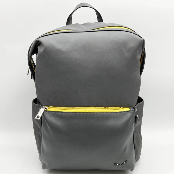 itljc1h3ns64 1 Fendi Zucca Logo Nylon Daypack Rucksack Gray Yellow