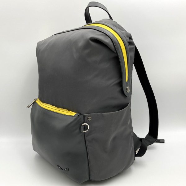 itljc1h3ns64 4 Fendi Zucca Logo Nylon Daypack Rucksack Gray Yellow