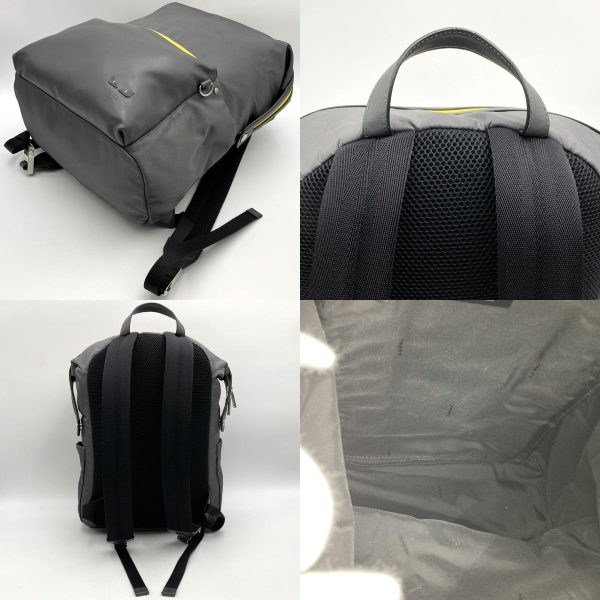 itljc1h3ns64 7 c Fendi Zucca Logo Nylon Daypack Rucksack Gray Yellow