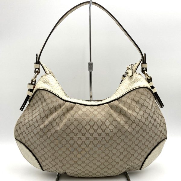 itlszx7888ag 2 Celine Macadam Pattern Shoulder Bag Hobo Beige Ivory Nylon