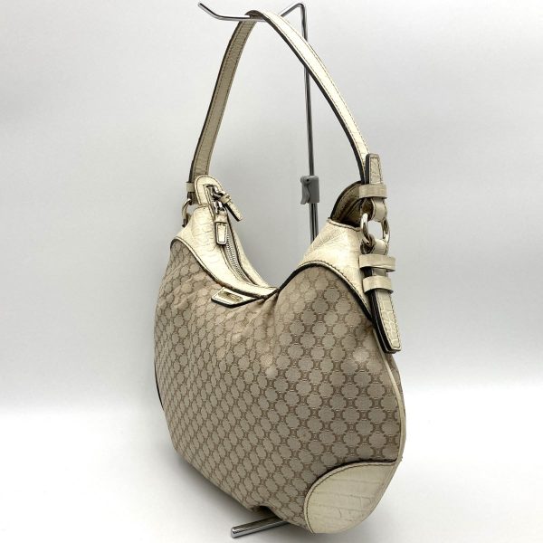 itlszx7888ag 4 Celine Macadam Pattern Shoulder Bag Hobo Beige Ivory Nylon