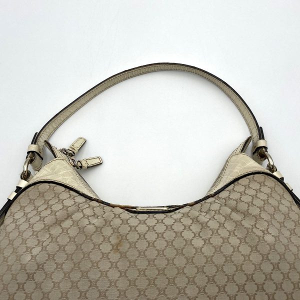 itlszx7888ag 8 Celine Macadam Pattern Shoulder Bag Hobo Beige Ivory Nylon