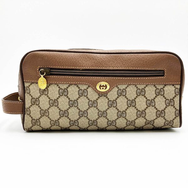 itluh817r06s 1 Gucci Old Gucci Clutch Bag GG Supreme Brown