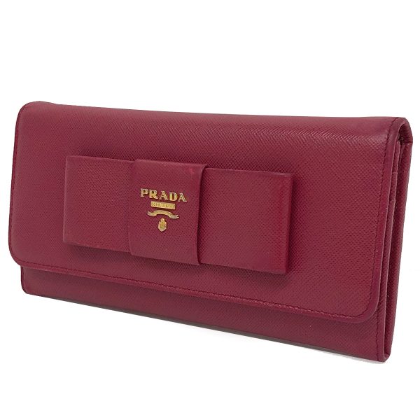 itm3hog5bhrb 7 Prada Leather Saffiano Long Wallet Ribbon Line Pink