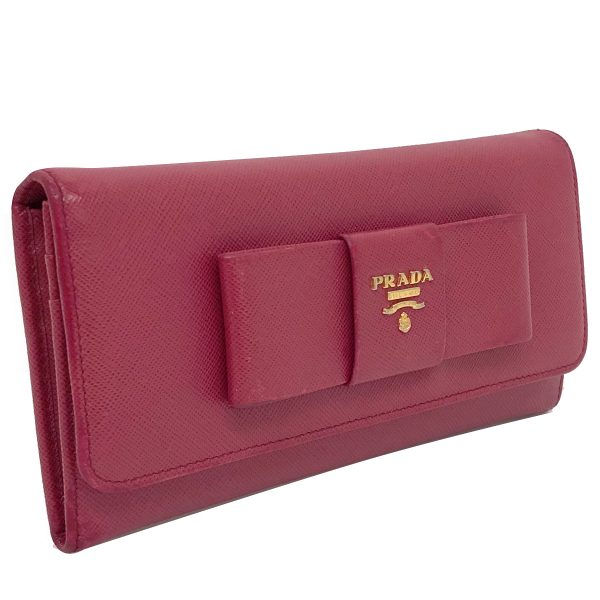 itm3hog5bhrb 8 Prada Leather Saffiano Long Wallet Ribbon Line Pink