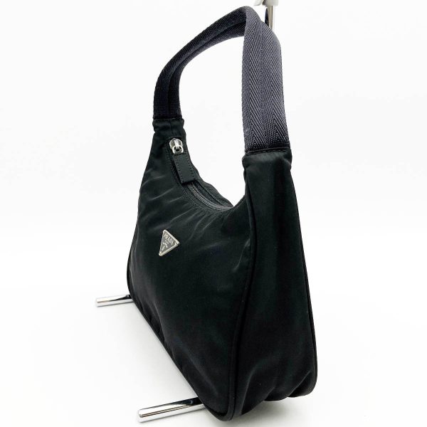 itn0vs1o3opc 4 Prada Mini Hobo Nylon Triangle Logo Black