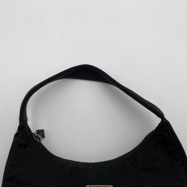 itn0vs1o3opc 8 Prada Mini Hobo Nylon Triangle Logo Black