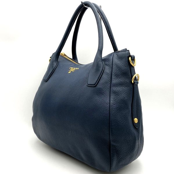 itnpapbin7d6 4 Prada Leather Tote Bag Navy