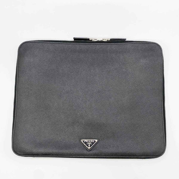 itnvy8o6koyg 1 Prada Saffiano Leather Clutch Business Bag Black