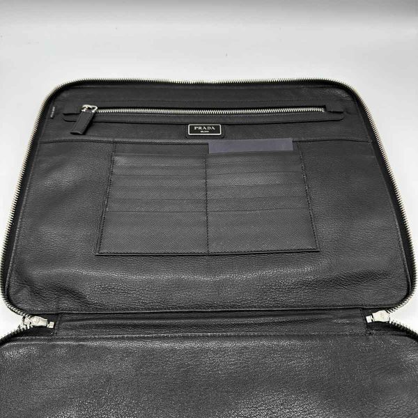 itnvy8o6koyg 6 Prada Saffiano Leather Clutch Business Bag Black