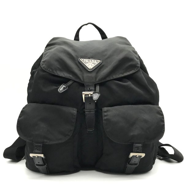 itolt46026yy 1 Prada Nylon Saffiano Rucksack Bag Black