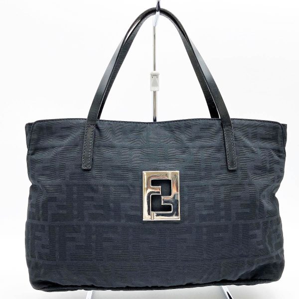 itoncxu7tmy2 1 Fendi Zucca Nylon Tote Handbag Black