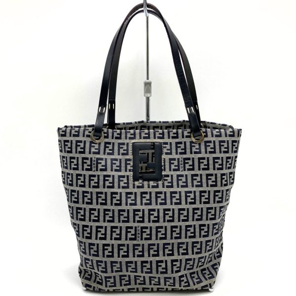 itopcm3vgext 1 Fendi Zucchino Canvas Handbag Navy Gray