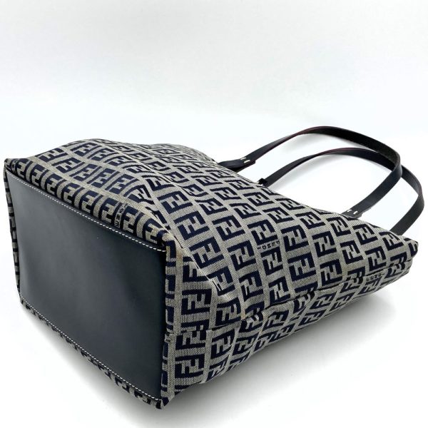 itopcm3vgext 3 Fendi Zucchino Canvas Handbag Navy Gray