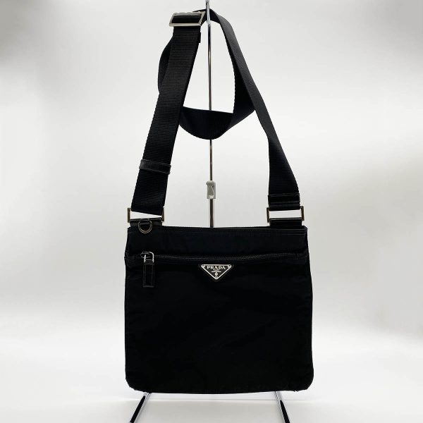 itota7y34pg6 1 Prada Gussetless Nylon Shoulder Bag Black