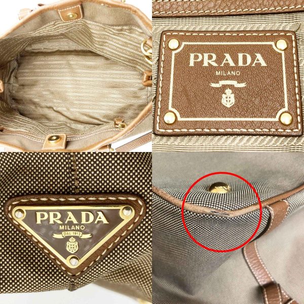 itoyeitd6q88 10 c Prada Logo Jacquard Canvas 2 Way Crossbody Handbag Brown