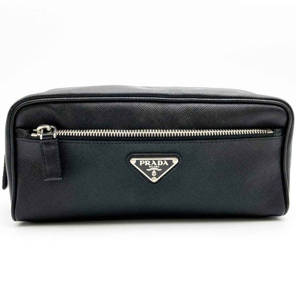 itp5xioh3omq 1 Prada Saffiano Leather Pouch Black