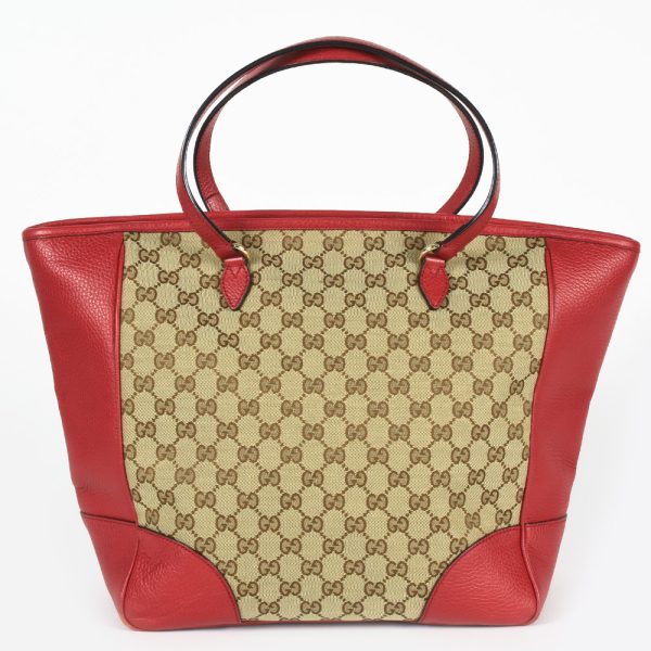 itpugv58kerc 03 Gucci Brie Tote Bag GG Canvas Leather Beige