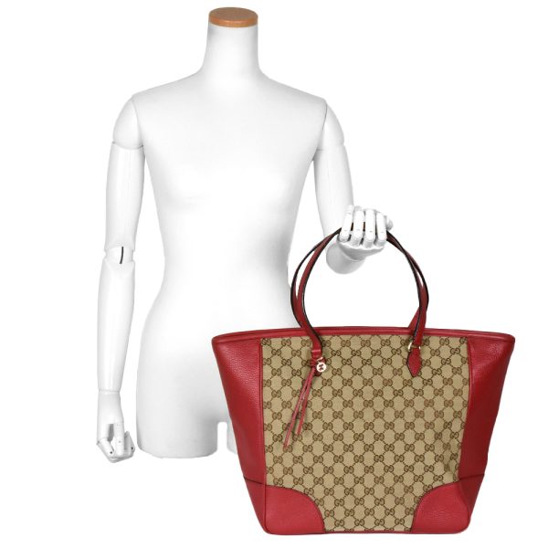 itpugv58kerc 08 Gucci Brie Tote Bag GG Canvas Leather Beige