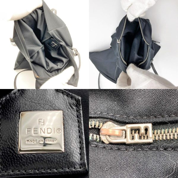 itqbjr5l0nda 9 c Fendi Nylon Logo Plate Shoulder Handbag Black