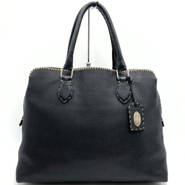 itqquswf54e8 1 Fendi Selleria Leather Hobo Bag Black