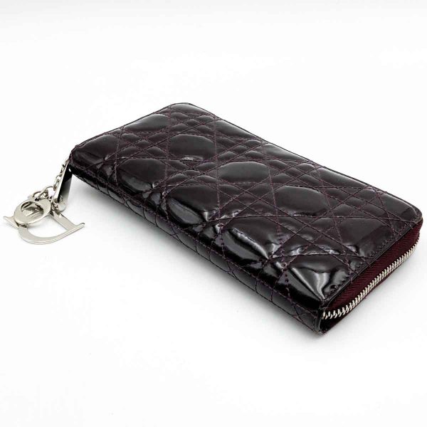 itqt6le8jafw 7 Christian Dior Long Wallet Lady Dior Voyage Wallet Enamel Purple Brown