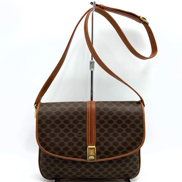 itr5newpb7lw 1 Celine Crossbody Bag PVC Leather Macadam Pattern Brown