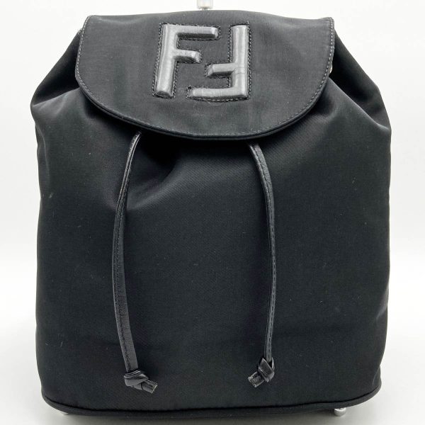 itrax1jlpria 1 Fendi Zucca Logo Nylon Rucksack Mini Drawstring Black