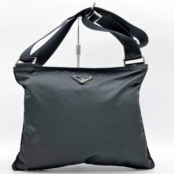 its48slis5bs 1 Prada Nylon Diagonal Bag Black