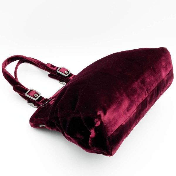 its6p0cvri9k 6 Prada Suede Velor Handbag Clasp Tote Bordeaux Wine Red