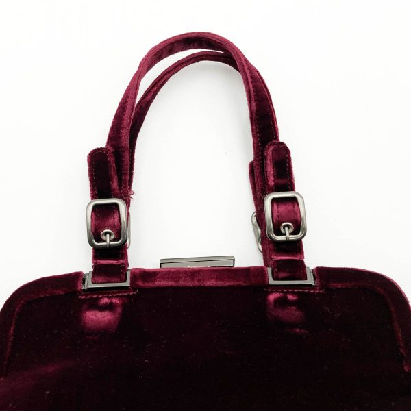 its6p0cvri9k 8 Prada Suede Velor Handbag Clasp Tote Bordeaux Wine Red