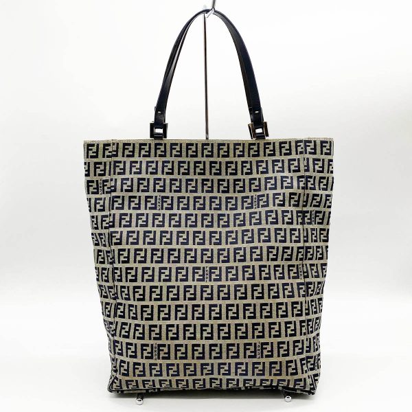 itslq4tb3xda 1 Fendi Zucchino Canvas Tote Handbag Gray Navy