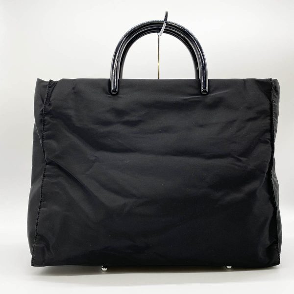 ituayslend3o 1 Prada Nylon Triangle Plate Tote Handbag Black