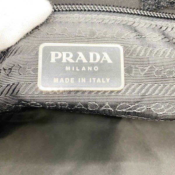 ituayslend3o 5 Prada Nylon Triangle Plate Tote Handbag Black