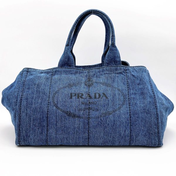 ituovxvp0rpk 1 Prada Denim Canapa Tote Bag Blue