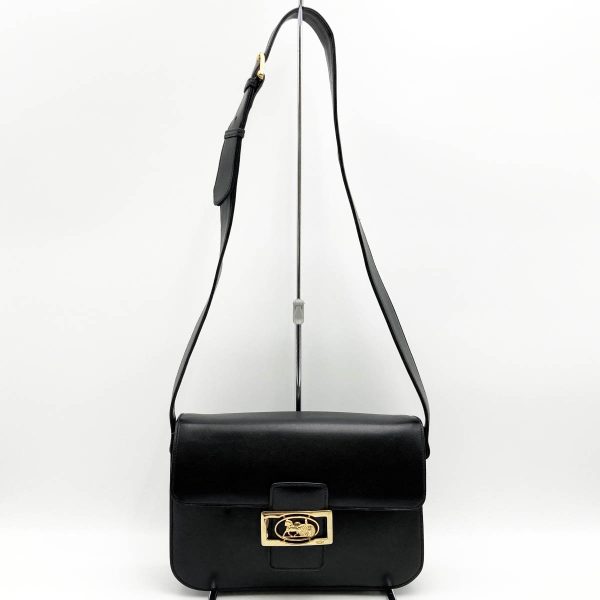 ituzal8dckz6 1 Celine Shoulder Bag Saluki Carriage Hardware Black Leather Vintage