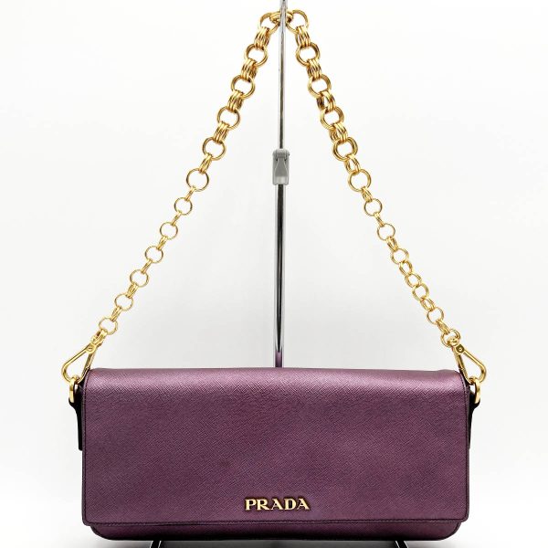 itv4ne6kg72u 1 Prada Saffiano Leather Chain Shoulder Bag Purple Gold